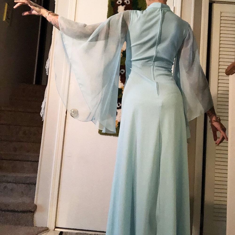 70s Chiffon Sleeve Gown - Picture 4 of 5